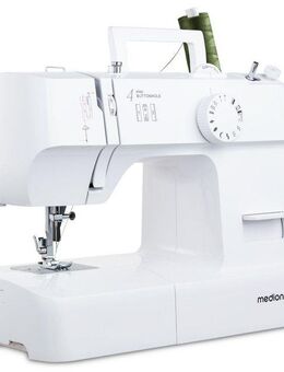 Medion® Nähmaschine SM70 (MD 11179), 12 Stichmuster, Rückwärtstaste, 70 Watt Motorleistung, 12 Programme, einstellbare Stichlänge, 4 Schritte Knopfloch, umfangreiches Zubehör