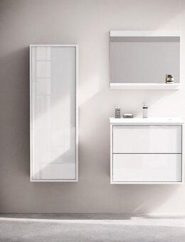 welltime Waschtisch Waschbeckenunterschrank Line mit Waschbecken,Badmöbel,zwei Schubladen, Badschrank mit Waschbecken, Push to open, Maße B/H/T: 61/53/47 cm