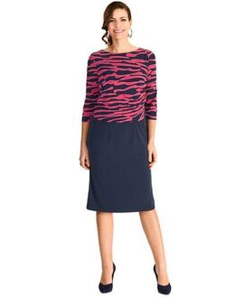 HERMANN LANGE Collection 2-in-1-Kleid unifarbener Rock, mit grafischem Muster