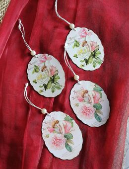 %% ....je 2 € ... ovale Shabby Vintage Hänger Shabby Rosen Engel - Rheinbach
