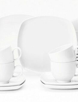 Seltmann Weiden Kaffeeservice Geschirr-Set, Service Lido (18-tlg), 6 Personen, Porzellan, Tassen, Untertassen, Teller, 18 Teile, für 6 Personen, Made in Germany