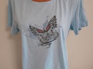 Montego Shirt XL 42/44 T-Shirt blau kurzarm Damen Schmetterling Kurzamshirt - Mühlberg (Elbe) Zentrum