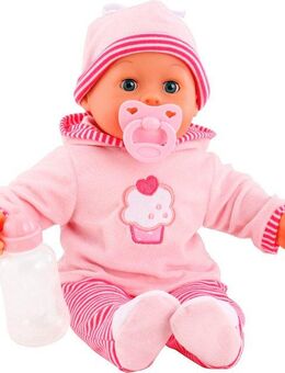 Bayer Babypuppe First Words Baby, 38 cm rosa/pink (3-tlg), mit Schlafaugen und Babygeräuschen