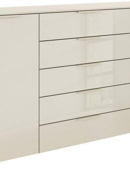 rauch Schubkastenkommode Kommode Türkommode Sideboard Kombikommode FLIPP mit Glasfront (Breite 160/180 cm mit 4 Einlegeböden), 2-trg mit 5 Schubladen und Soft-Close, 2 Breiten MADE IN GERMANY