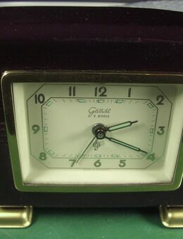 Art Deco Goldbühl Tischuhr Wecker mit Spieluhr und Spardose - Oberhaching