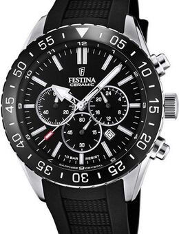 Festina Chronograph Keramik Kollektion F20515/2, Armbanduhr, Quarz, Herren, Keramiklünette, Saphirglas, Stoppfunktion