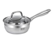 RESTO Kitchenware Kasserolle Libra, Soßentopf 1,4 l, energiesparend und spülmaschinenfest, Edelstahl 18/10 (2-tlg), mit hitzebeständigem Glasdeckel und Griff