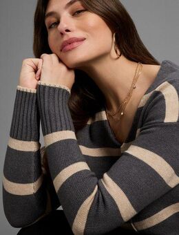 Laura Scott Streifenpullover mit femininem V-Ausschnitt