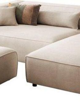 LeGer Home by Lena Gercke Ecksofa PIARA XXL, L-Form, Schlaffunktion, Cord, Leinenoptik o. Strukturstoff, Hocker stellbar zum Schlafsofa (Krokodilverbinder), tiefe Sitzfläche