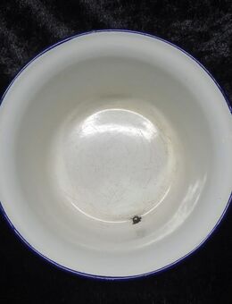 Emaille Schüssel, klein, weiß, alt, blauer Rand - Gütersloh
