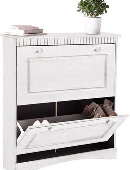 Home affaire Schuhschrank Rustic aus massiver Kiefer, 2 Schuhklappen, für 6-8 Paar, Kassettenoptik