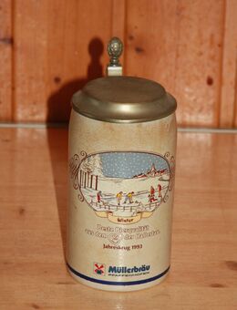 Müllerbräu Pfaffenhofen 1993 Bierkrug m Deckel 0,5L Steingut Keramik Steinzeug - Borken