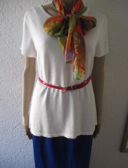 NEU * Edel * Original VINTAGE * DESIGNER * seidig * mercerisiert * Baumwolle * Kurzarm * Feinstrick * Pullover * Gr. 40- 42/ M * weiß - Riedlingen