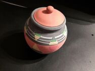 Vase aus Ton Keramik mit Deckel Südamerika 14cm hoch - Essen