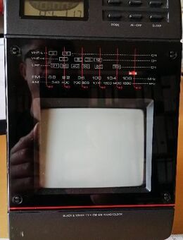 Schwarz-Weiß-Fernsehgerät (4,5 ")  mit AM / FM-Receiver (Radio) und Uhr, - Wilnsdorf