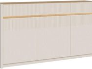 FORTE Sideboard Oak Square, Sideboard, Beleuchtung, Soft Close, Lamellenoptik