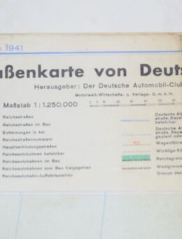 DDAC STRASSENKARTE DEUTSCHLAND Ausgabe 1941 farbig Maßstab 1:1250000 - Ochsenfurt