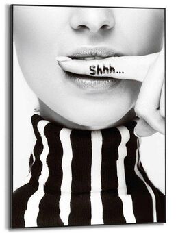 Reinders! Poster Ssshhh!, Home Office - Frau - Stille - Schwarz-Weiß - MDF - Menschen - 50x70 cm