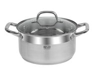 RESTO Kitchenware Kochtopf Libra, Topf energiesparend und spülmaschinenfest, Edelstahl 18/10 (2-tlg), mit hitzebeständigem Glasdeckel und Griffen