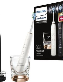 Philips Sonicare Elektrische Zahnbürste DiamondClean 9000 HX9914, Aufsteckbürsten: 2 St., DiamondClean Premium Schallzahnbürste, Doppelpack inkl. Ladeglas