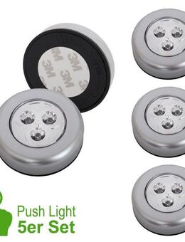 Briloner Leuchten LED Unterbauleuchte LED Push Light, titanfarbig, 5er-Set, je 3xLED, LED fest integriert