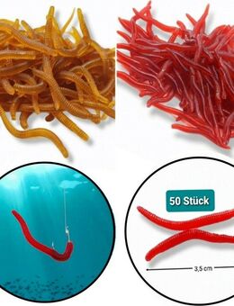 50 bis 100 Angelköder Wurm 3,5cm weiche Künstliche Gummi Angel Köder Braun Rot  7,90 € – 10,90 €* - Villingen-Schwenningen