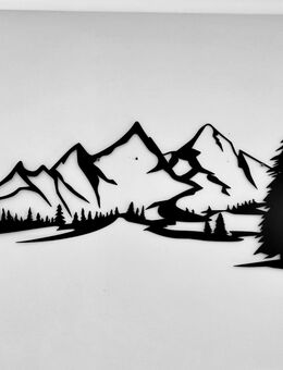 Großes Wandbild Berglandschaft Metall pulverbeschichtet 2 Farben - Kraftisried