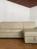 Ecksofa mit Bettfunktion, Kunstleder, cremefarben in 22958