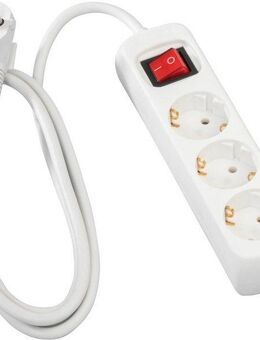 Hama Mehrfachsteckdose, 3-fach, Steckerleiste mit Schalter, 3 m Kabel, weiß Steckdosenleiste 3-fach (Kabellänge 3 m), Mehrfachsteckdose, Steckerleiste mit Schalter