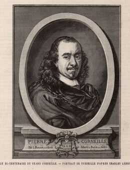 Grafik ; Pierre Corneille 1606 - 1684 , Portrait de Corneille d`apres Charles Lebrun . , Blatt 22,5cm x 20cm , M7 - Görlitz