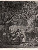 Grafik : Le marche d`Amsterdam , d`apres Metzu ., Blatt 19,5cm x 17cm , M7 in 02828