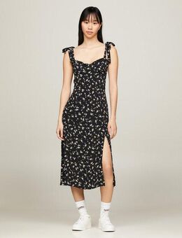 Tommy Jeans Blusenkleid TJW MIDI FLORAL RUFFLE DRESS mit Tommy Jeans Flagge