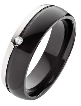Damenring Titanring DT166 schwarz mit Stein - Aholming
