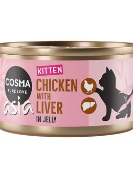 Sparpaket Cosma Asia Kitten 12 x 85 g - Hühnchen mit Hühnchenleber