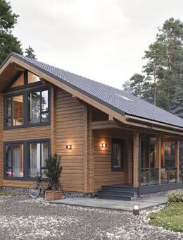 hochwertiges Holzhaus mit Vollholzwänden, Wandstärke 200 oder 250 mm mit großer Terrasse - Prüm