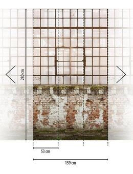 living walls Fototapete, glatt, gemustert, matt, neutral, (1 St), Fabrikhalle Fenster Tapeten Wohnzimmer Schlafzimmer Küche Design Optik