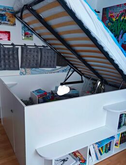 Jugendbett Kinderbett Stauraumbett Hochbett 140x200 cm mit Lattenrost und Matratze - Herrsching (Ammersee)