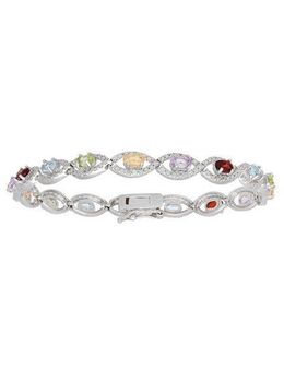 Firetti Silberarmband Schmuck Geschenk Armschmuck Armkette Farbsteine Edelsteine Mix, mit Blautopas, Peridot, Citrin, Amethyst, Granat, Diamant