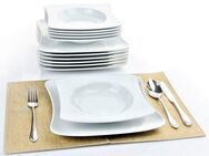 Retsch Arzberg Tafelservice Geschirr-Set SANDY (12-tlg), 6 Personen, Porzellan, Teller Set, weiß, Made in Germany, 12 Teile, für 6 Personen