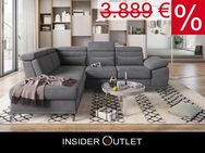 Ecksofa 274x230cm Schlaffunktion Bettkasten Grau Microfaser Feder - Köln