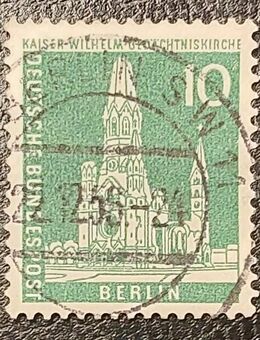 Briefmarke Deutsche Bundespost Berlin, Kaiser-Wilhelm-Gedächtniskirche, 1956, 10 Pfennig, gestempelt - Leverkusen