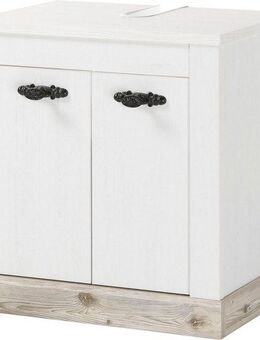 Home affaire Waschbeckenunterschrank Florenz, Waschtisch im Landhausstil, Metallgriffe in Pinie Weiß, mit ausreichend Stauraum hinter Drehtüren