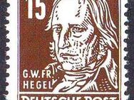 DDR: MiNr. 331 v a X I, 00.00.1953, "Persönlichkeiten aus Politik, Kunst und Wissenschaft: Georg Hegel", 1 kurzer Zahn, geprüft, postfrisch - Brandenburg (Havel)