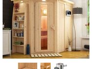 Karibu Sauna Cellin, BxTxH: 210 x 165 x 202 cm, 68 mm, (Set) 3,6-kW-Plug & Play Ofen mit ext. Steuerung