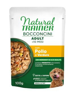 Natural Trainer Bocconcini Adult Small & Toy Häppchen in Sauce - Sparpaket: 48 x 100 g Huhn