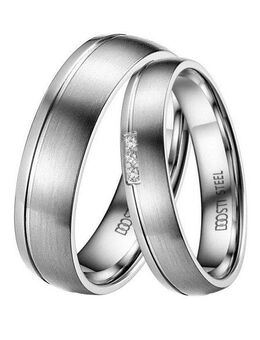 DOOSTI Trauring Schmuck Geschenk Edelstahl Trauring Ehering Partnerring LIEBE, Made in Germany, wahlweise mit oder ohne Zirkonia