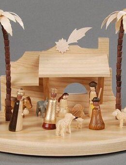 Albin Preissler Teelichthalter Christi Geburt, Handwerkskunst aus dem Erzgebirge, Weihnachtsdeko aus Holz