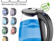 Edelstahl Glas Wasserkocher mit Temperaturwahl 2.200 Watt LED Beleuchtung - Wuppertal