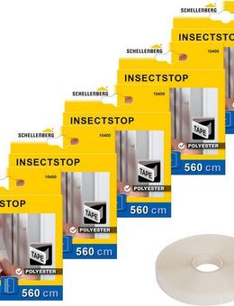 SCHELLENBERG Klett-Klebeband Insektenschutzzubehör, Befestigungsband für Polyester-Fliegengitter (Packung, 5-St) semi-transparent, 5,6 m, in unterschiedlichen Sets erhältlich