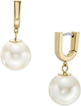 Fossil Paar Creolen Schmuck Geschenk Edelstahl HERITAGE PEARL D-LINK, JF04730710, mit Glasperle
